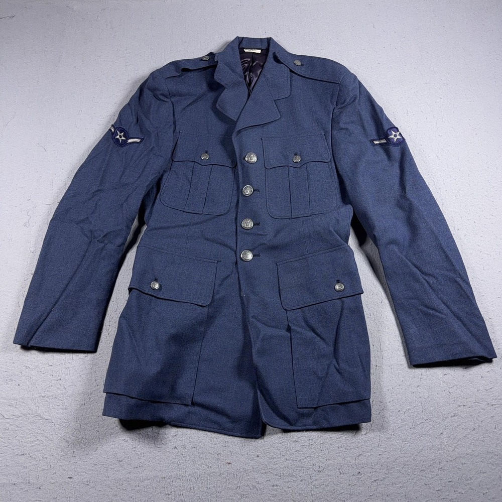 Vintage U.S. Air Force Dress Uniform Jacket 37R Blue Military Service Coat‎ USAF